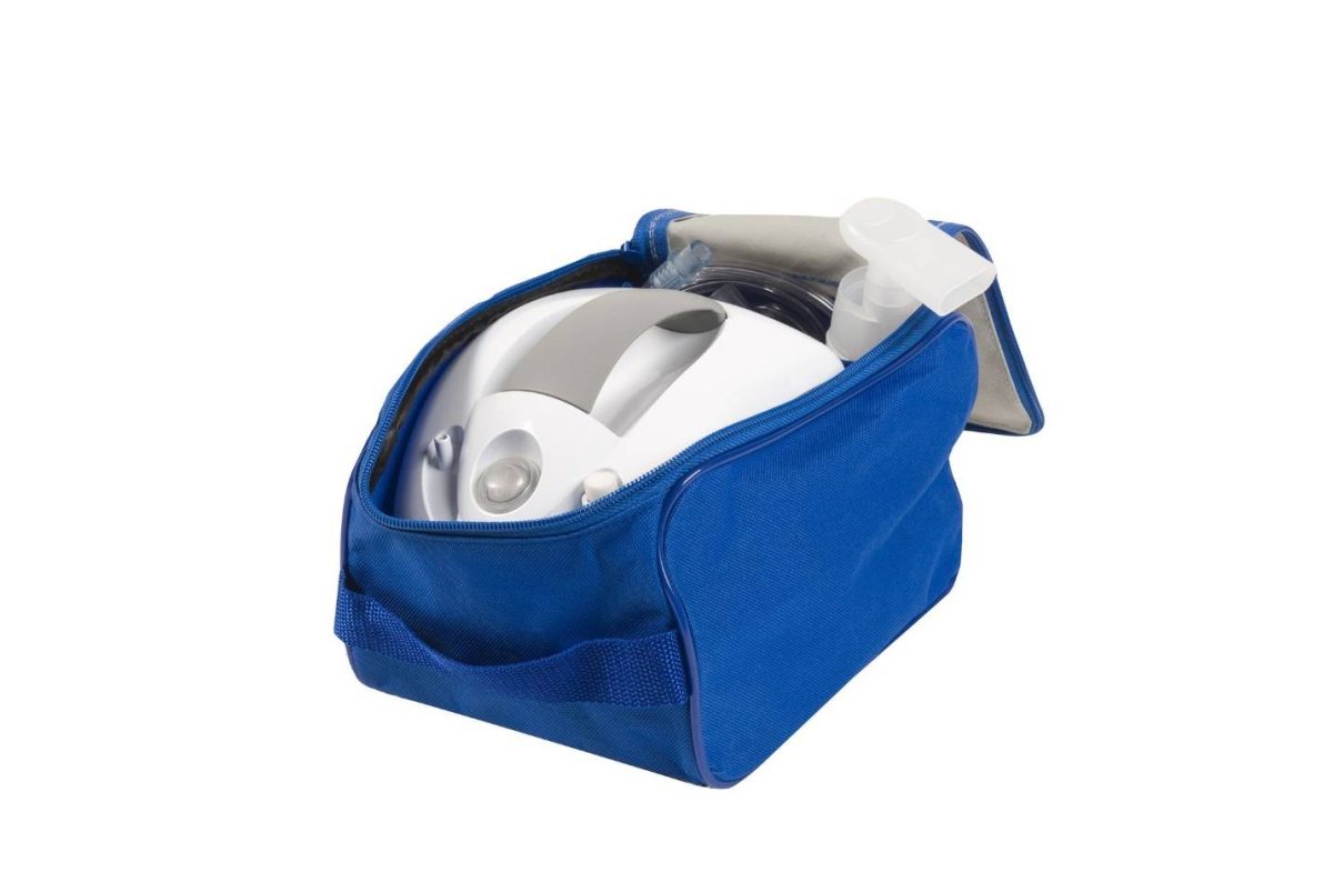 CA-MI Miko piston compressor nebulizer with adult and child masks and carrying bag — 3
