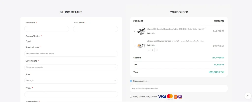 billing details and your order