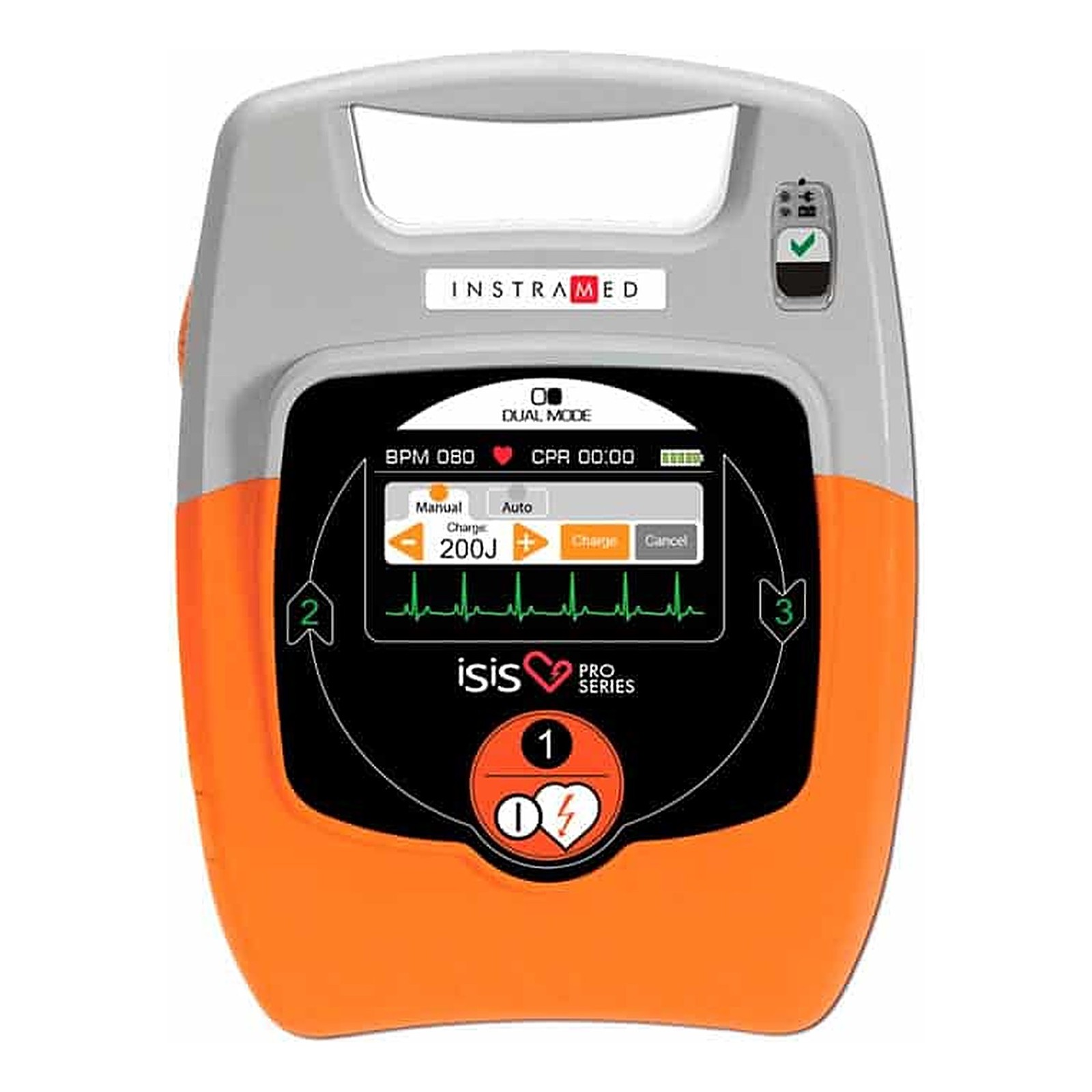aed-defibrillator-aedisis-pro-hd جهاز صدمات القلب الآلي AED بشاشة رسم قلب Instramed ISIS Pro