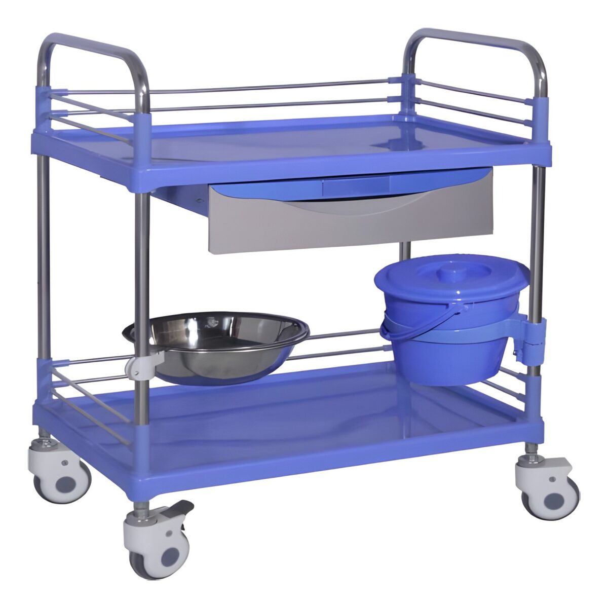 JONCN SPT67018C21-DP steel-plastic trolley with drawer, bucket and basin